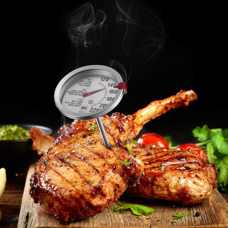 SINARDO Meat Thermometer for Oven T731, BBQ Thermometer, Oven Safe, Large 2.5-Inch Easy-Read Face, Stainless Steel Stem and Housing - Image 3